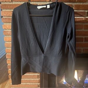 Boss Merino Superfine wool single clasp Sweater in Navy